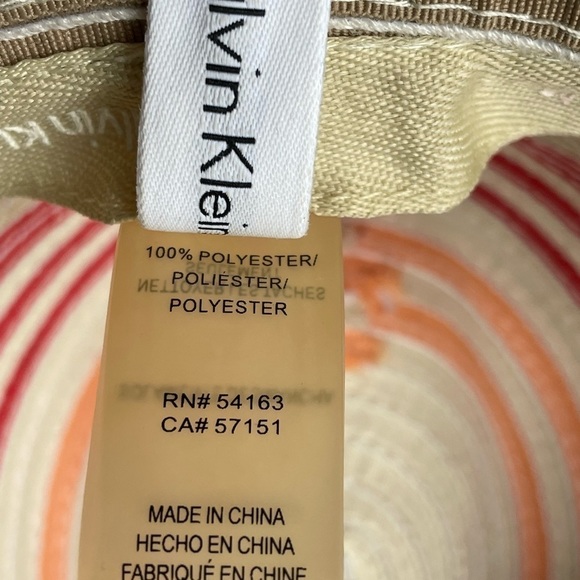 CALVIN Klein natural coral peach stripe summer hat. - Picture 3 of 12